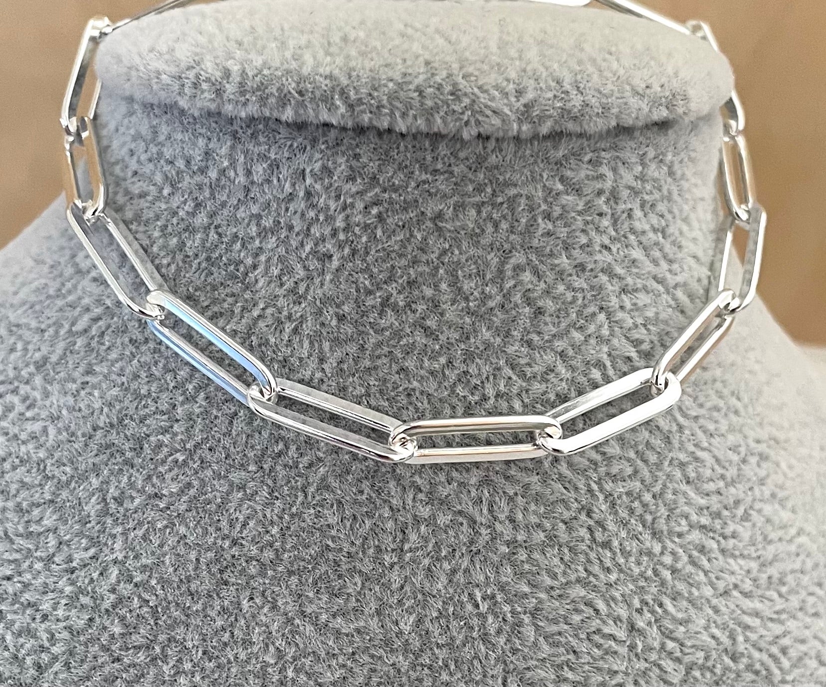 Bracelet-Paperclip-5mm-Flat-Link-Solid-925-Sterling-Silver-Italy-2