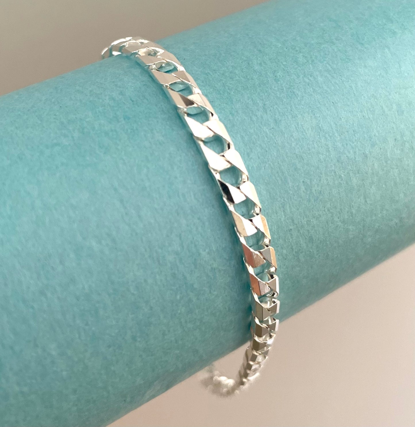 Bracelet-Square-link-Solid-925-Sterling-Silver-Italy-1
