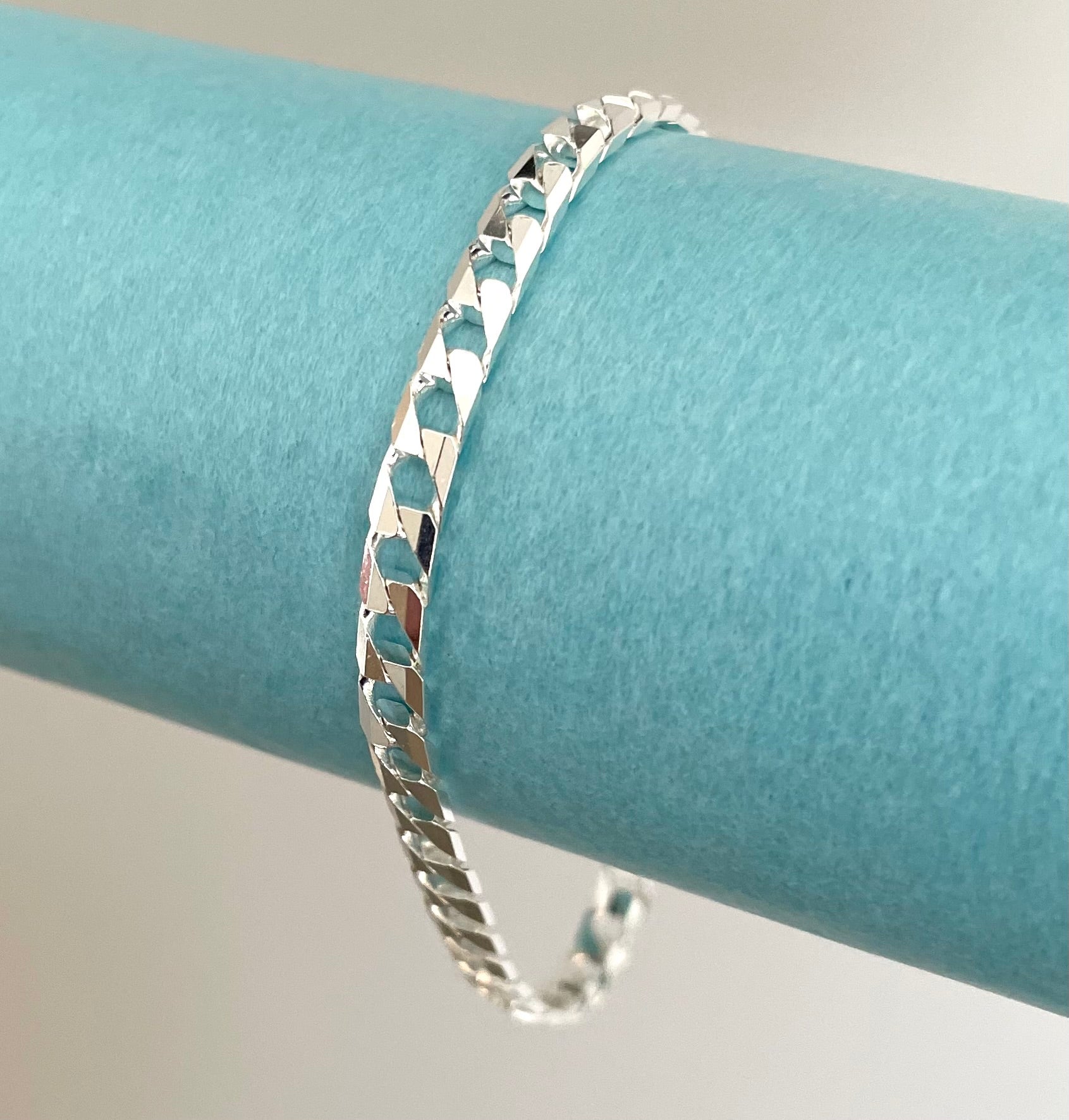 Bracelet-Square-link-Solid-925-Sterling-Silver-Italy-2