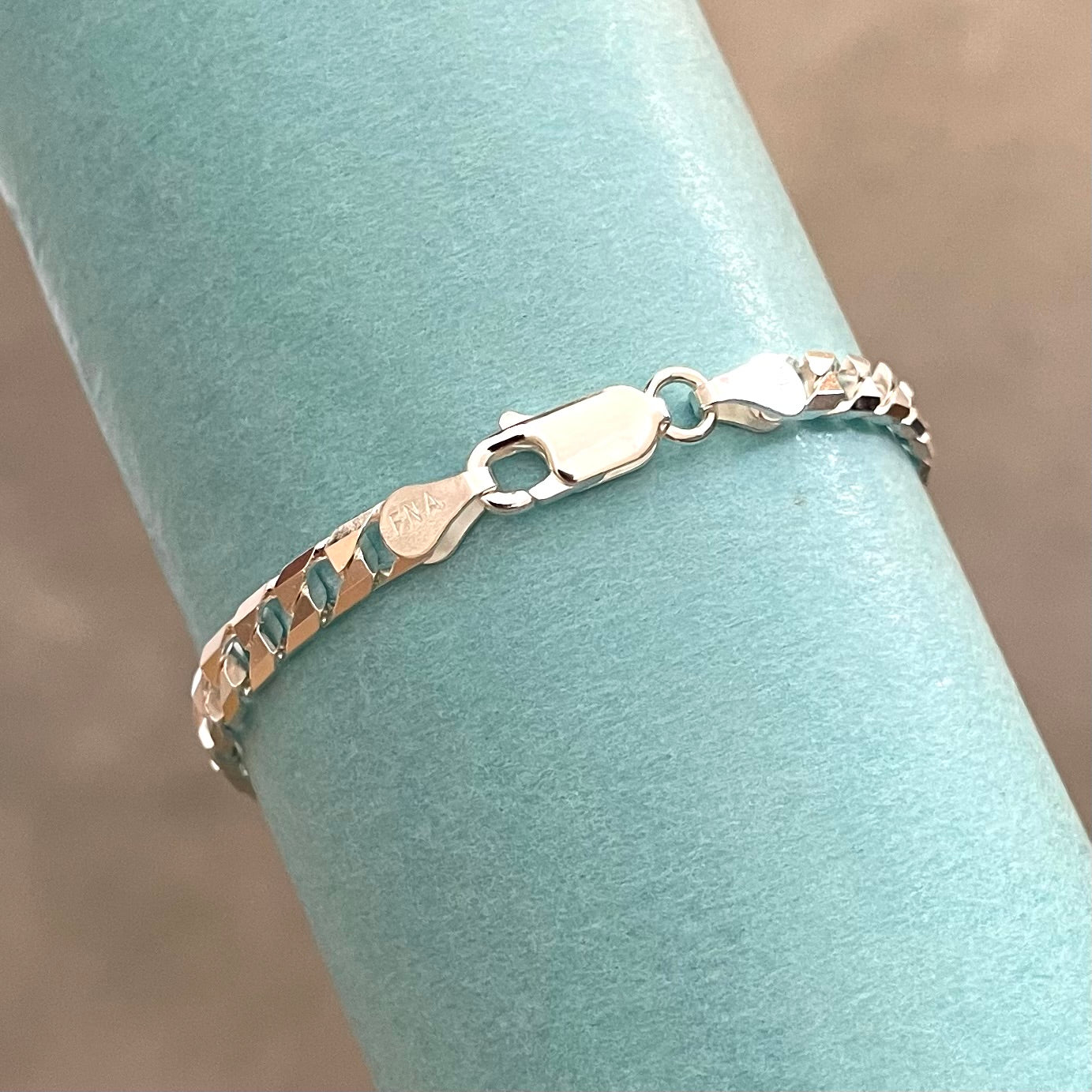 Bracelet-Square-link-Solid-925-Sterling-Silver-Italy-loster-clasp-5