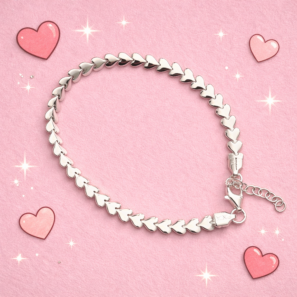 A Special Valentines Edition Hearts Bracelet Solid 925 Sterling Silver Italy