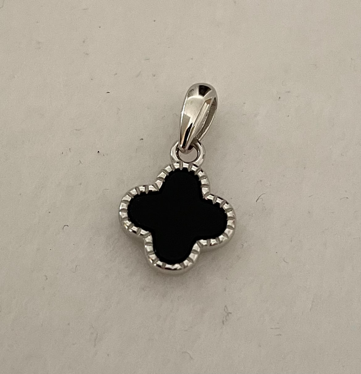 Clover-Necklace-Black-Agate-Solid-925-Sterling-Silver-Italy-4