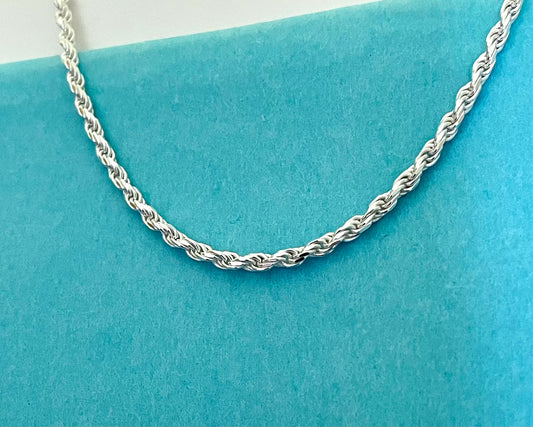 Anklet Rope Link Solid 925 Sterling Silver Italy