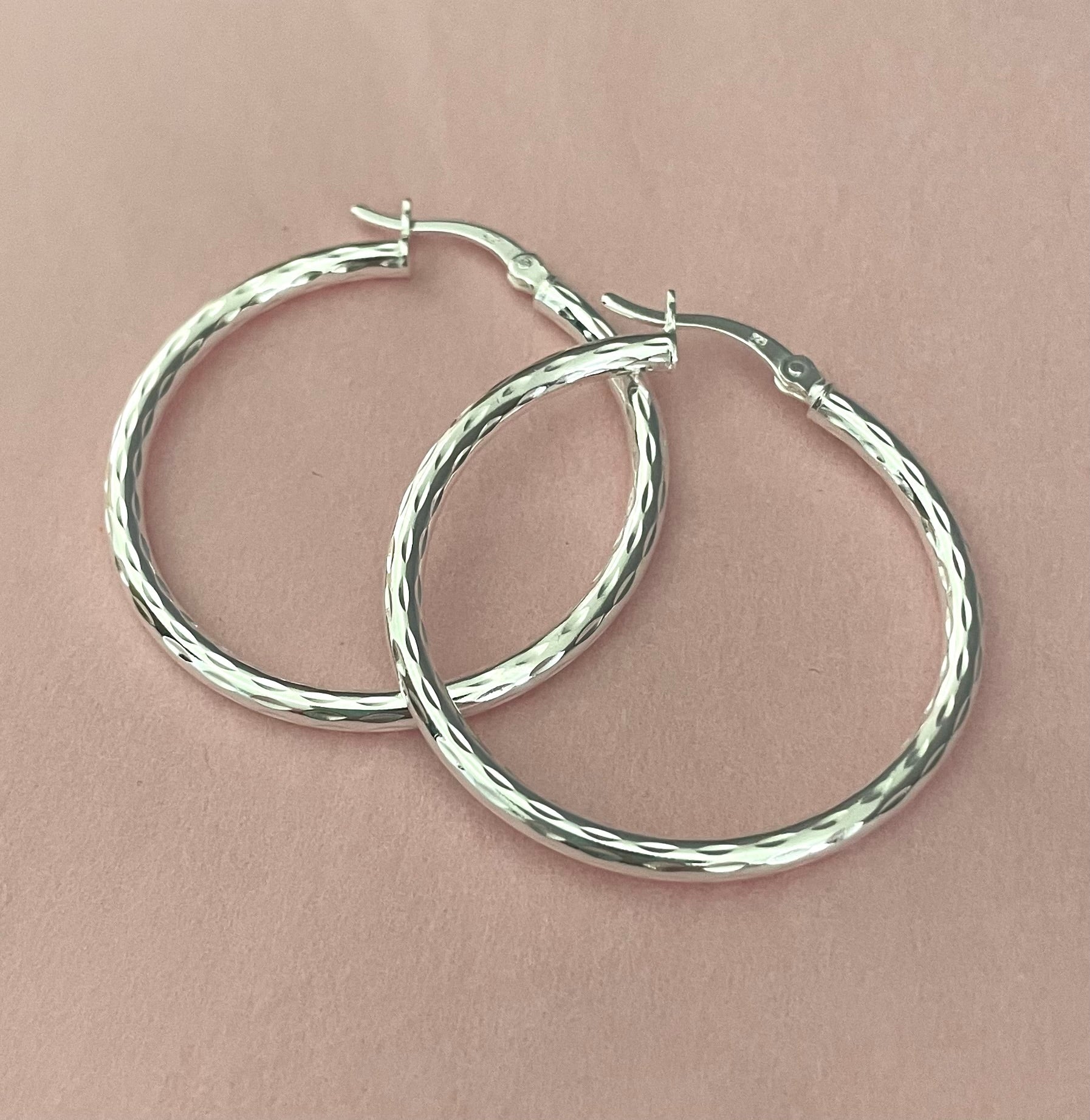 Earrings-Large-Diamond-Cut-Hoops-Solid-925-Sterling-Silver-1