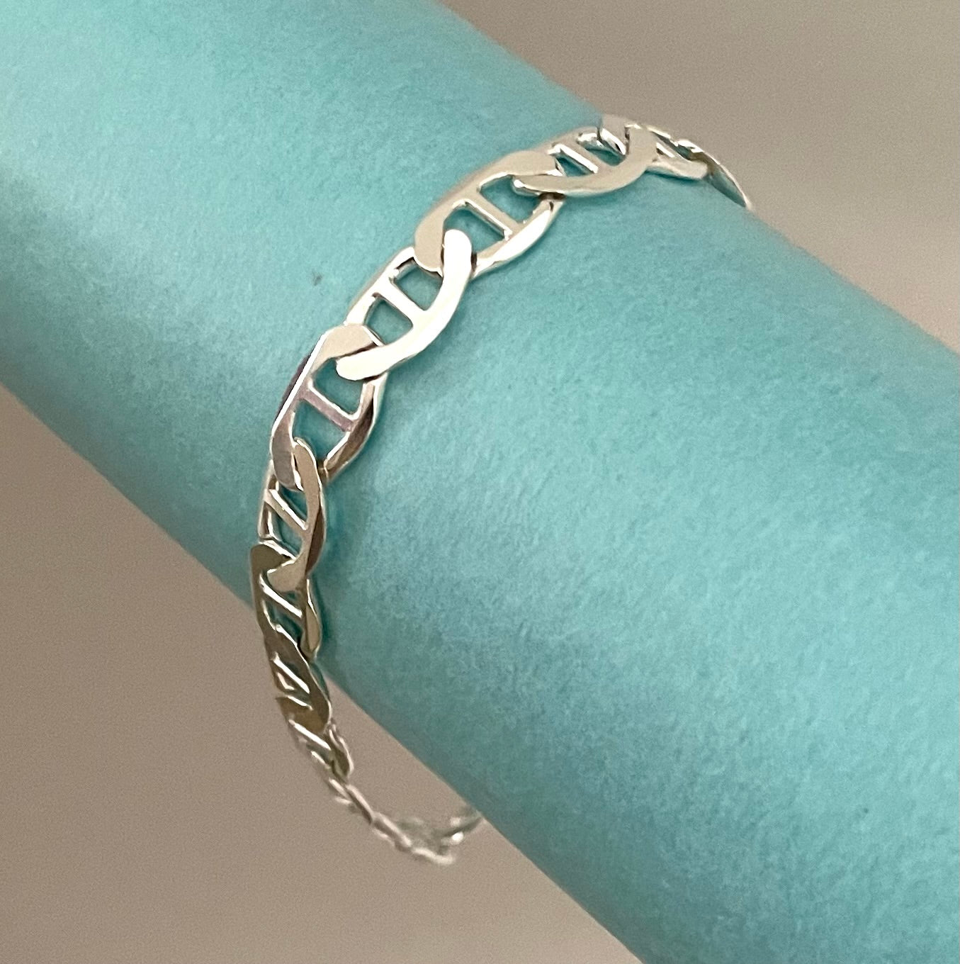 Bracelet Gucci Marine x-flat wide link 7mm solid 925 sterling silver Italy 7.25 inch length
