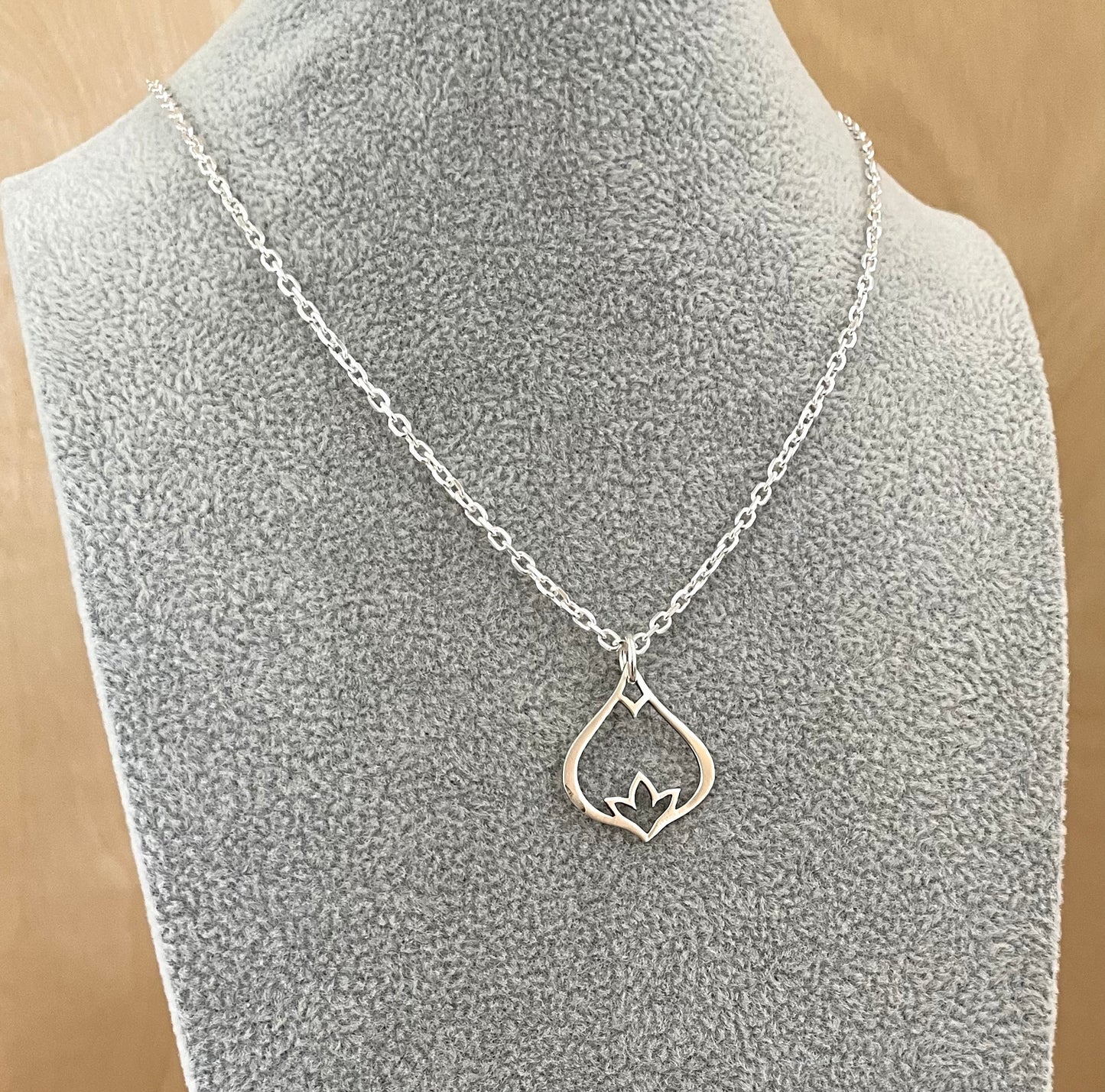 Lotus Flower Anchor Link Necklace Solid 925 Sterling Silver Italy