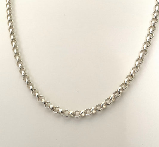 Necklace Rolo Extra Thick Link 16" Solid 925 Sterling Silver Italy