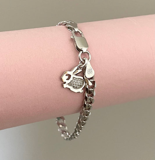 A Limited Edition Lucky Rabbit Bold Bracelet Solid 925 Sterling Silver Italy