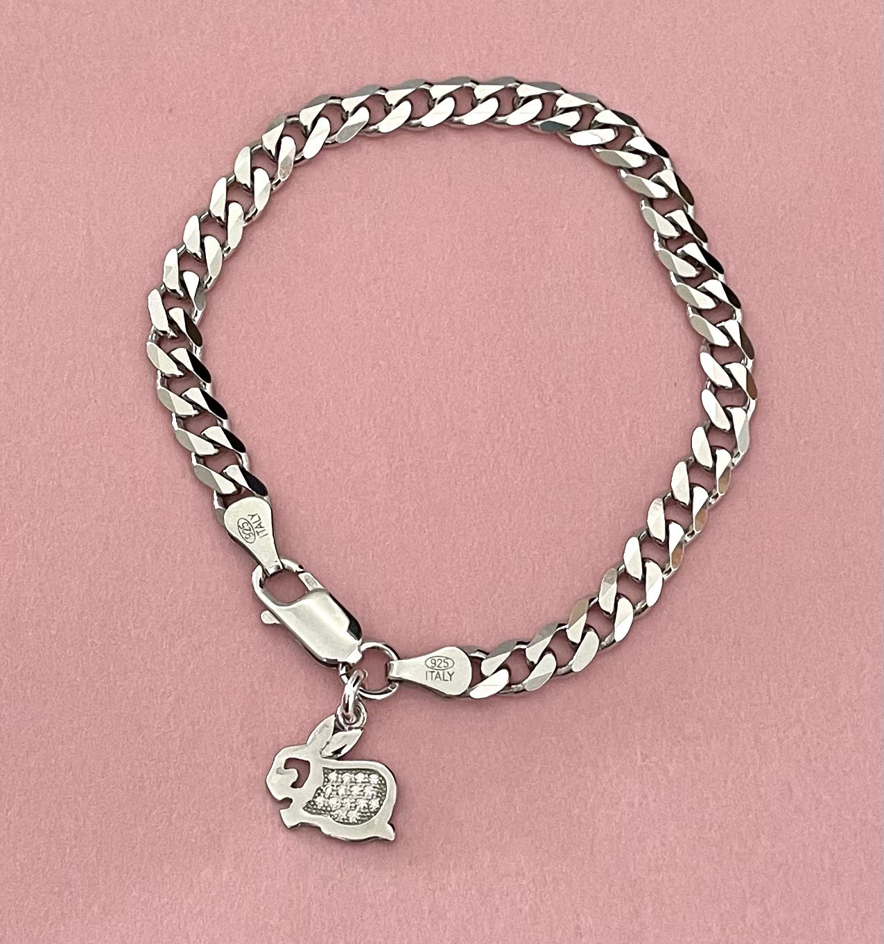 A Limited Edition Lucky Rabbit Bold Bracelet Solid 925 Sterling Silver Italy