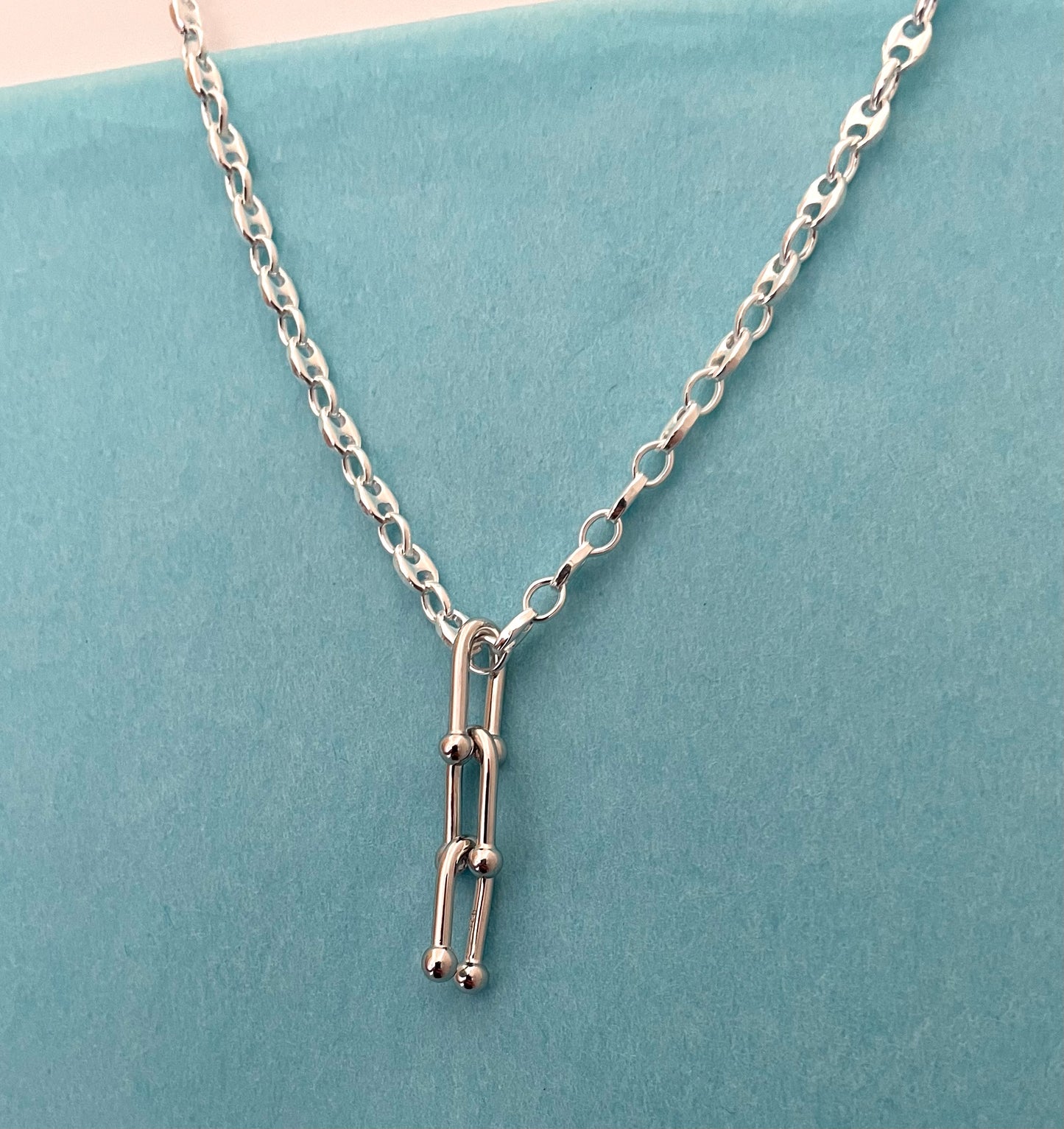 A Limited Edition PGM 16" Necklace With Linked Pendant Solid 925 Sterling Silver Italy