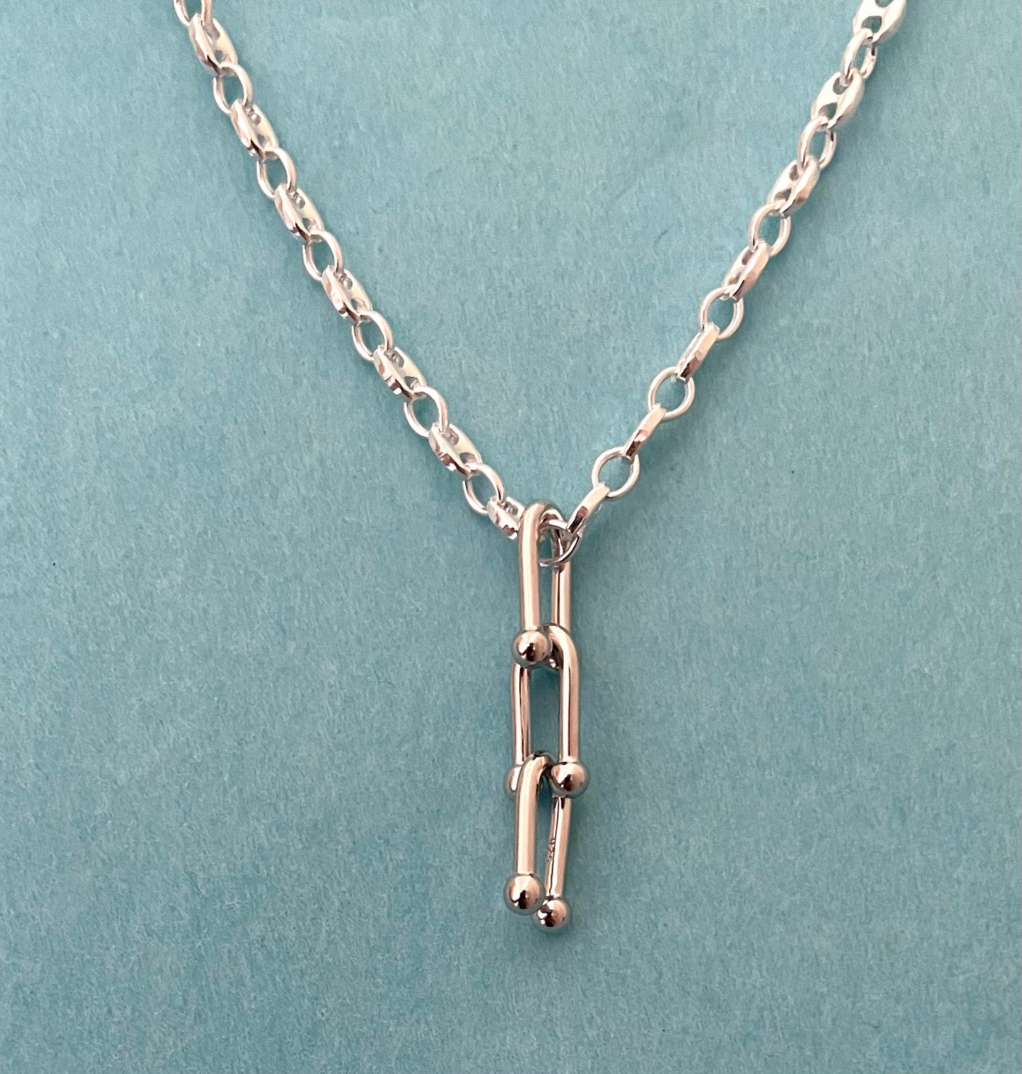 A Limited Edition PGM 16" Necklace With Linked Pendant Solid 925 Sterling Silver Italy