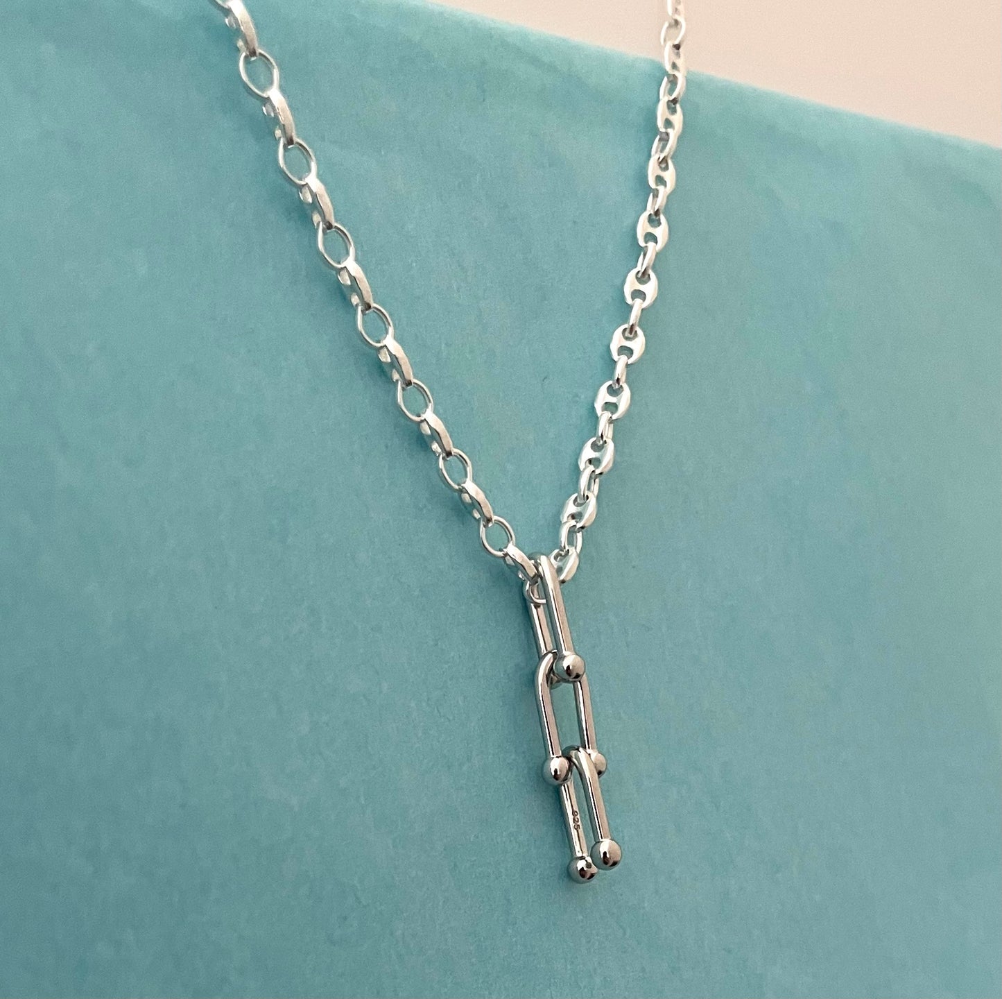 A Limited Edition PGM 16" Necklace With Linked Pendant Solid 925 Sterling Silver Italy