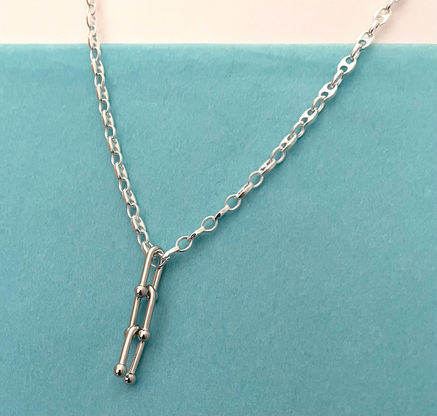 A Limited Edition PGM 16" Necklace With Linked Pendant Solid 925 Sterling Silver Italy