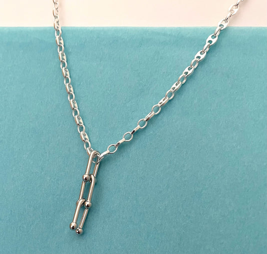 A Limited Edition PGM 16" Necklace With Linked Pendant Solid 925 Sterling Silver Italy