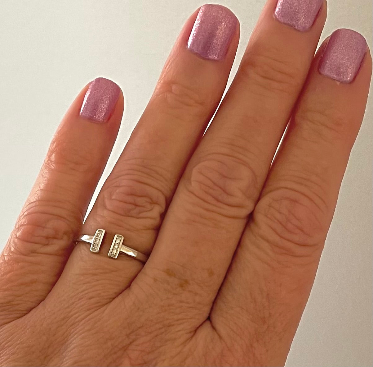 A Limited Edition Sparkly Dainty T Ring Solid 925 Sterling Silver