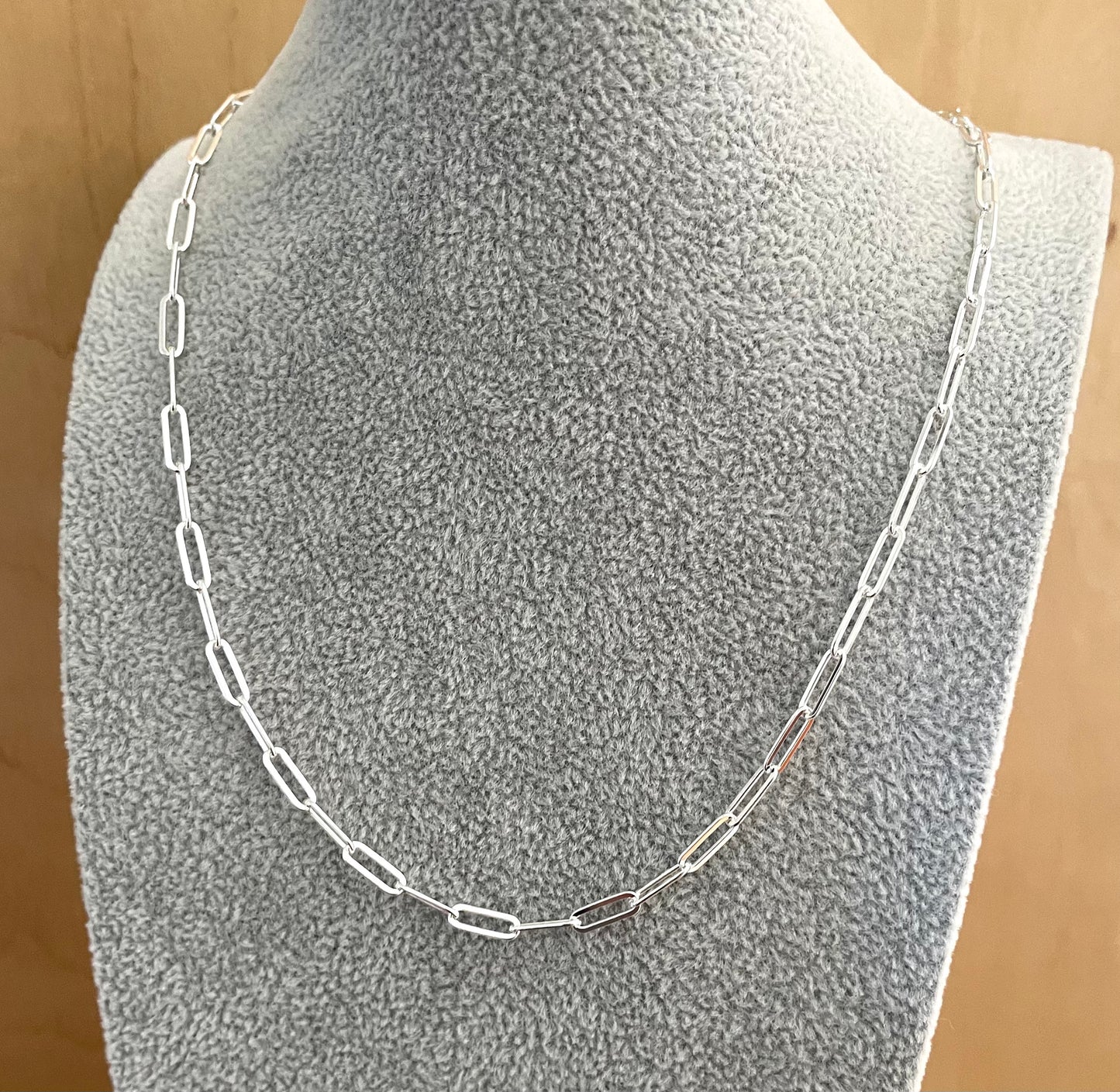 Necklace Paperclip 3.5mm Solid 925 Sterling Silver Italy