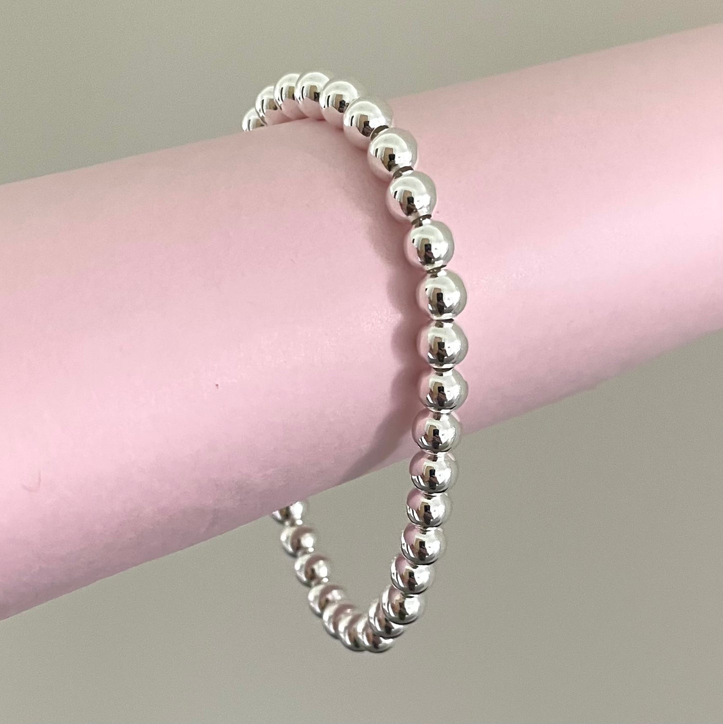 A Limited Edition Extra Thick 6mm Ball Bead Bracelet Solid 925 Sterling Silver Italy