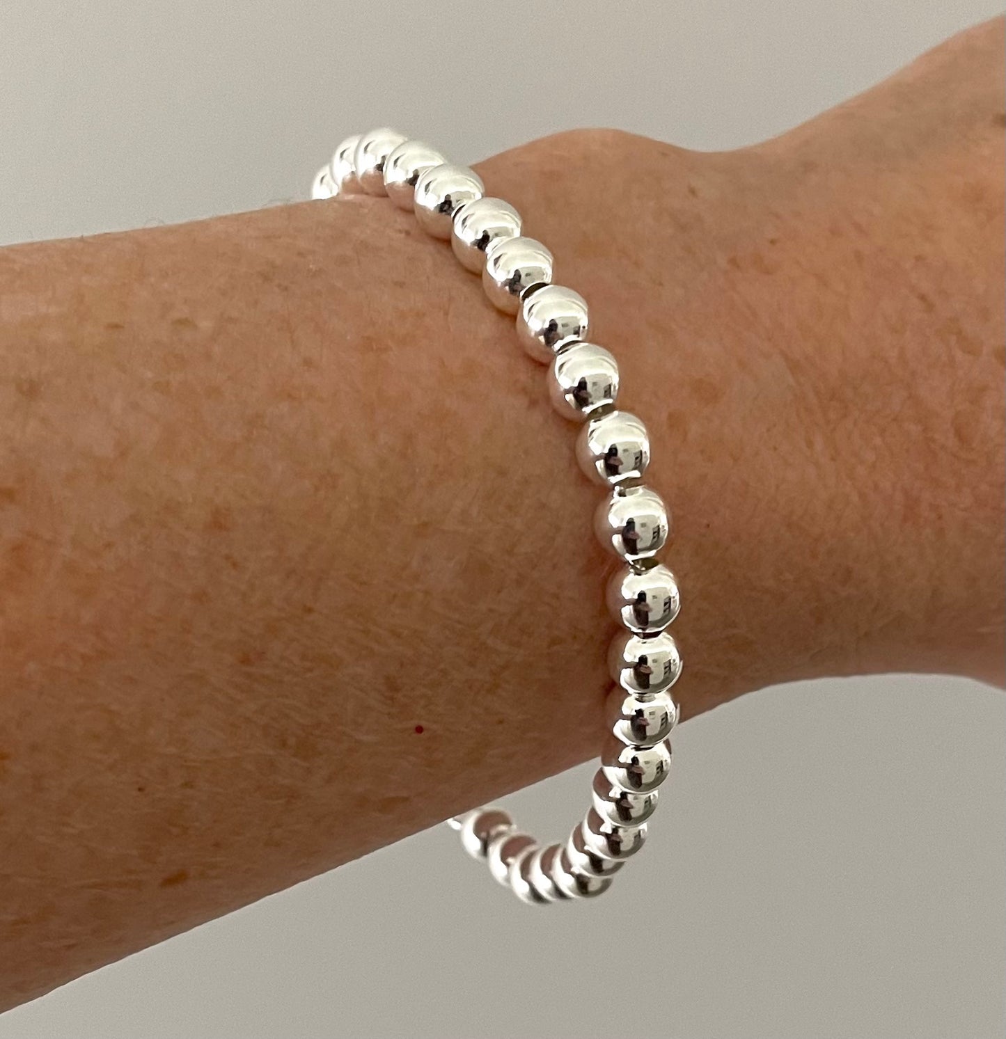 A Limited Edition Extra Thick 6mm Ball Bead Bracelet Solid 925 Sterling Silver Italy