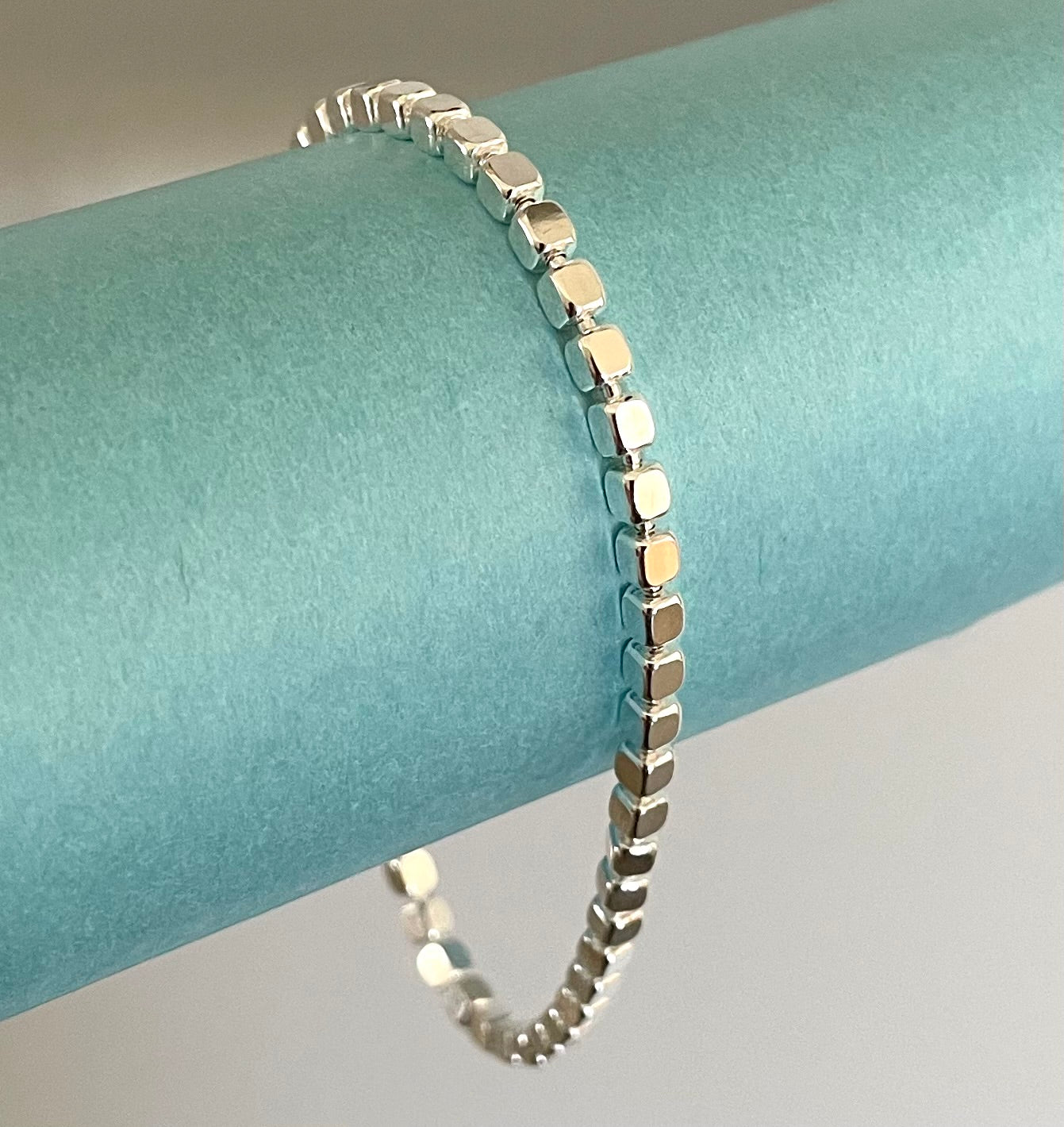 A Holiday Glam Cubes Bracelet Solid 925 Sterling Silver Italy