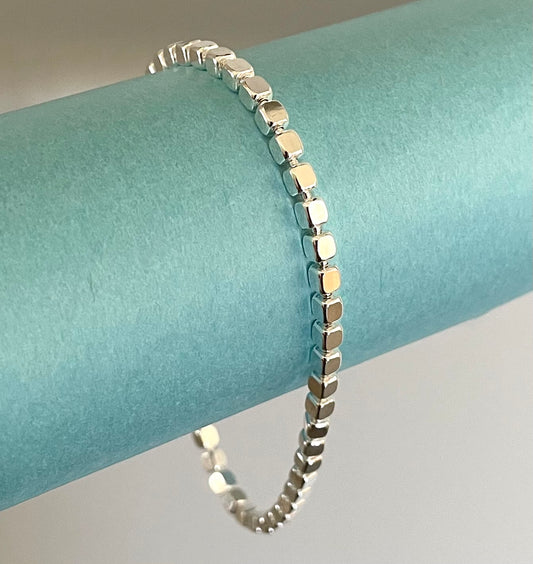 A Holiday Glam Cubes Bracelet Solid 925 Sterling Silver Italy