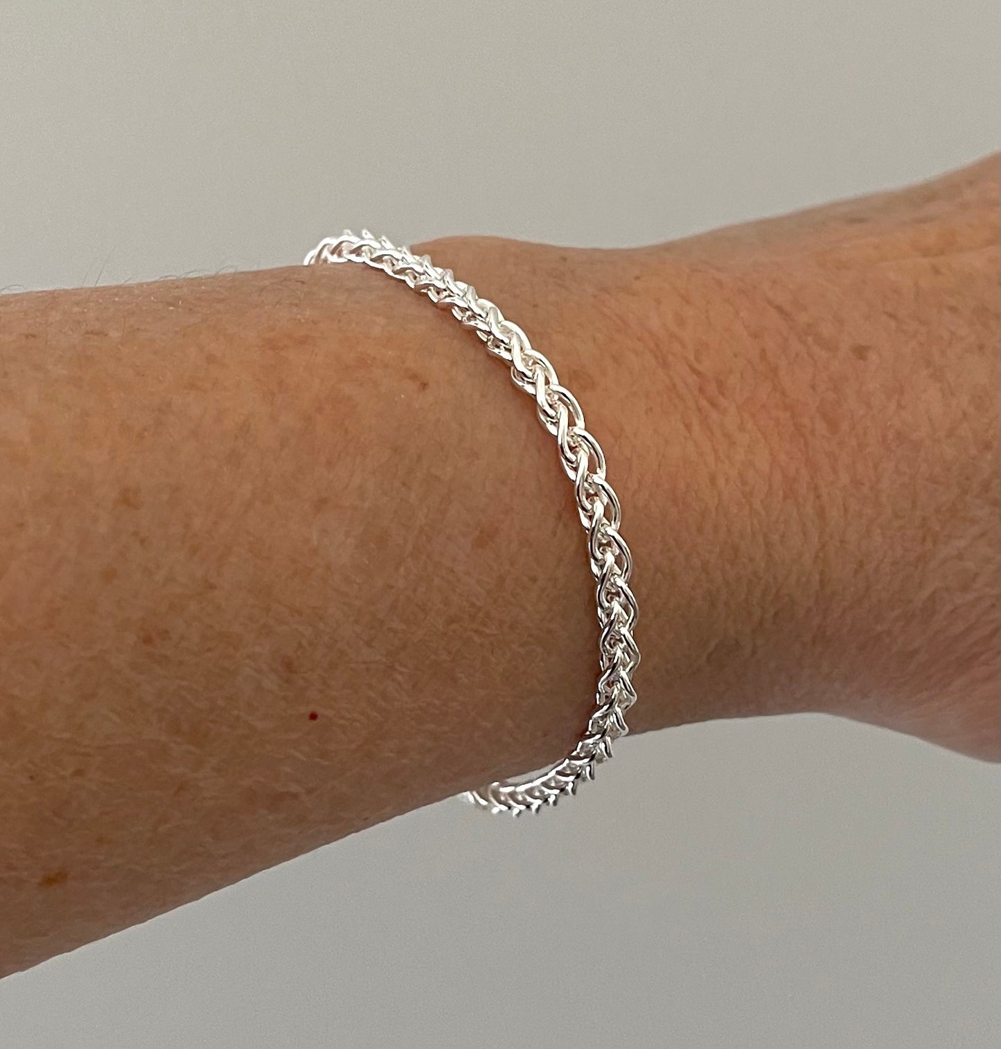 Bracelet Spiga Thick Link Solid 925 Sterling Silver Italy