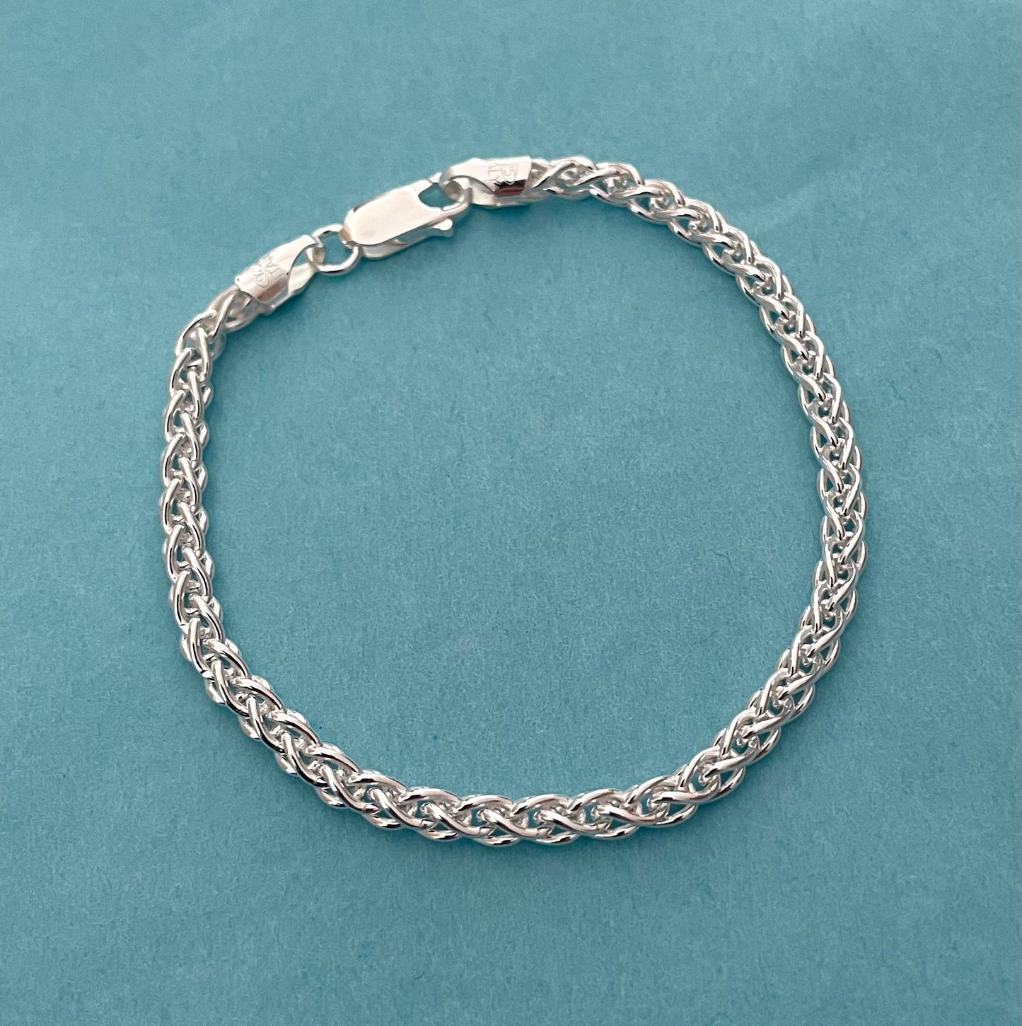 Bracelet Spiga Thick Link Solid 925 Sterling Silver Italy