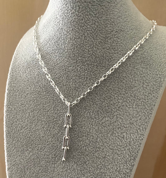 A Limited Edition PGM 16" Necklace With U-Link Pendant Solid 925 Sterling Silver Italy