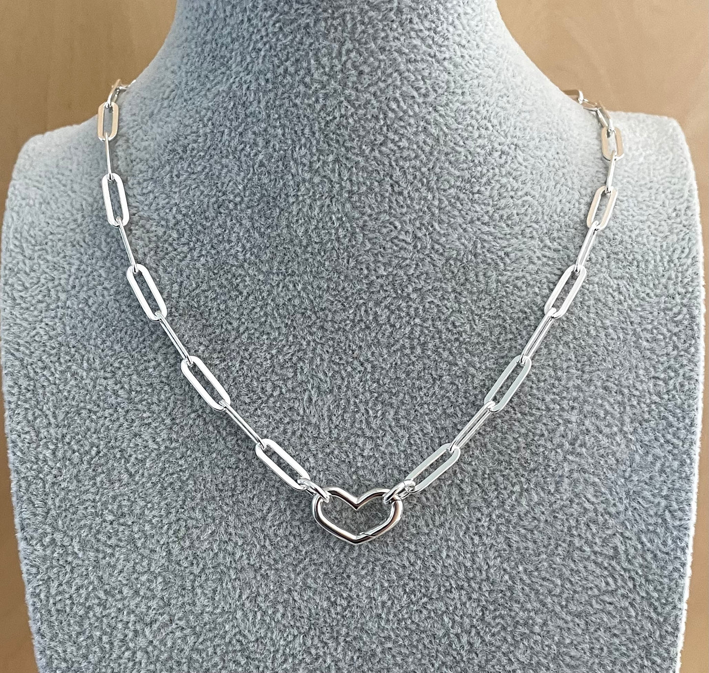 A Limited Edition "Love" Charm Holder Necklace Solid 925 Sterling Silver Italy