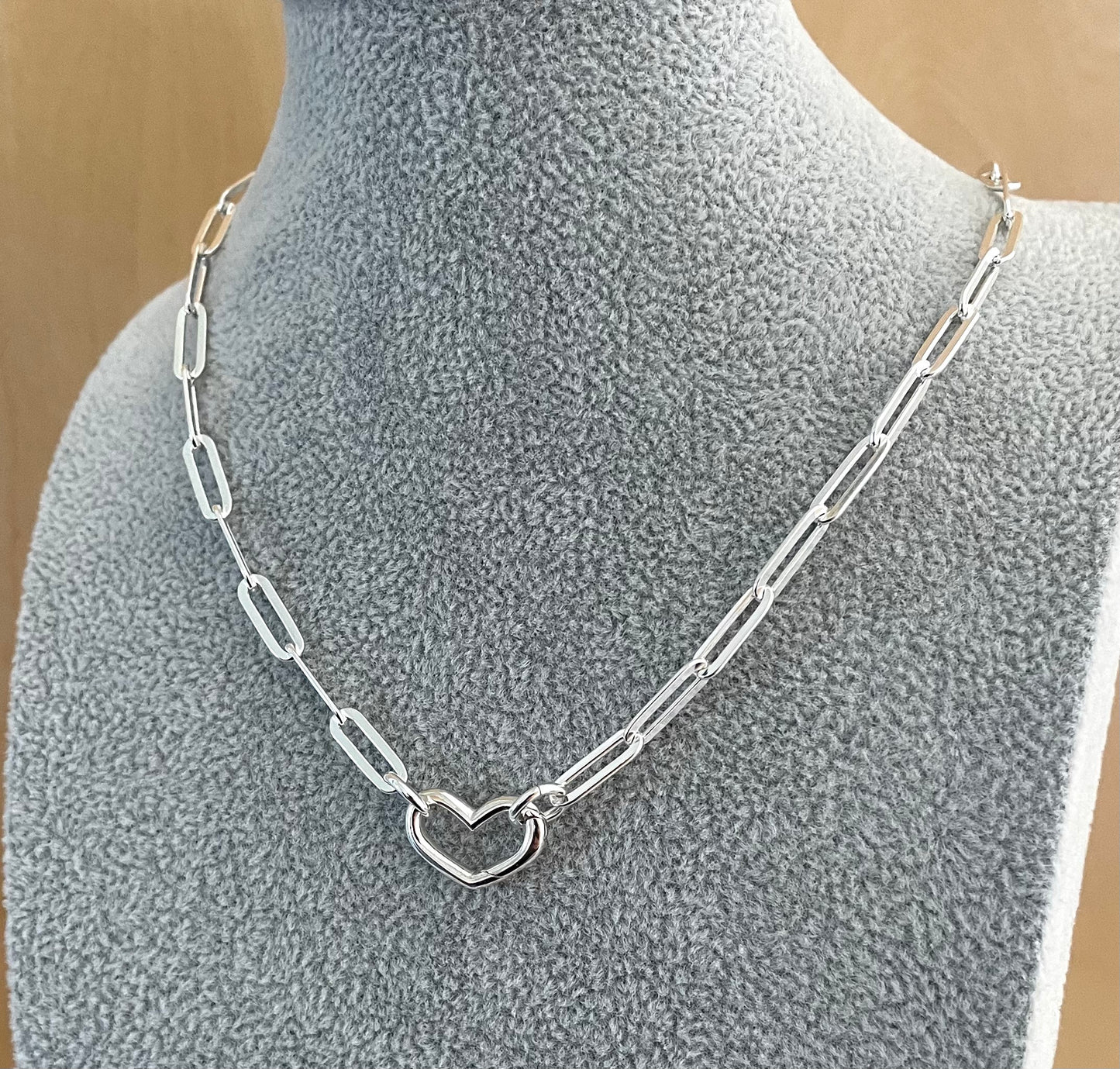 A Limited Edition "Love" Charm Holder Necklace Solid 925 Sterling Silver Italy