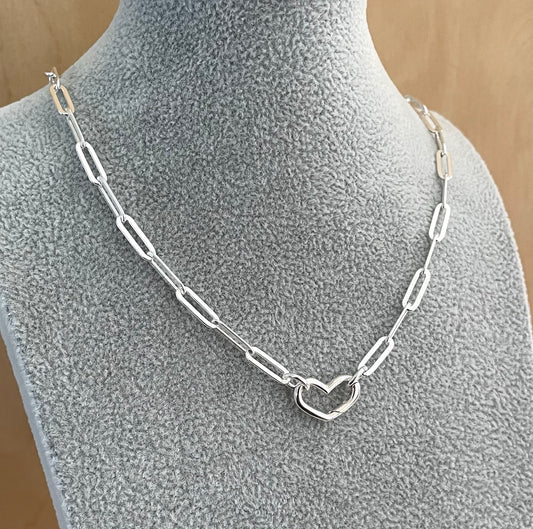 A Limited Edition "Love" Charm Holder Necklace Solid 925 Sterling Silver Italy