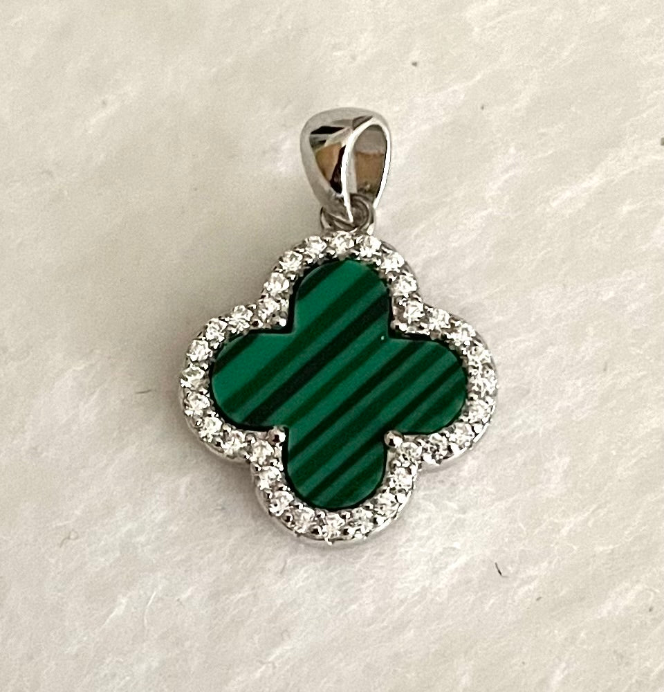 Green Clover Pendant Solid 925 Sterling Silver