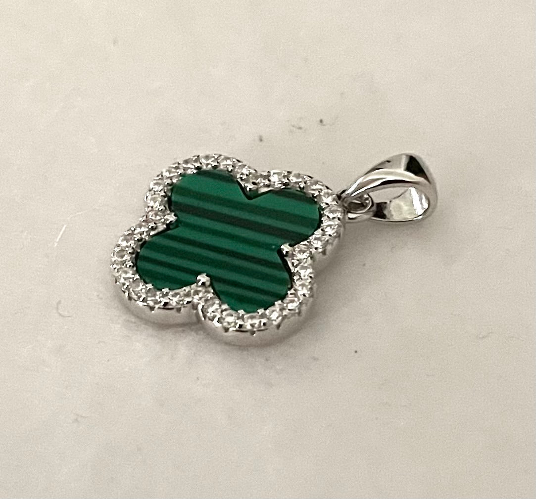 Green Clover Pendant Solid 925 Sterling Silver