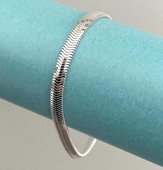 Bracelet Glamorous Oval Snake Link Solid 925 Sterling Silver Italy