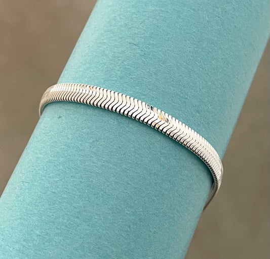 A Holiday Glam Oval Snake Bracelet Solid 925 Sterling Silver Italy