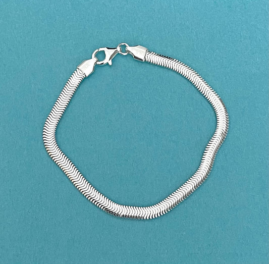 Bracelet Glamorous Oval Snake Wide Link Solid 925 Sterling Silver Italy