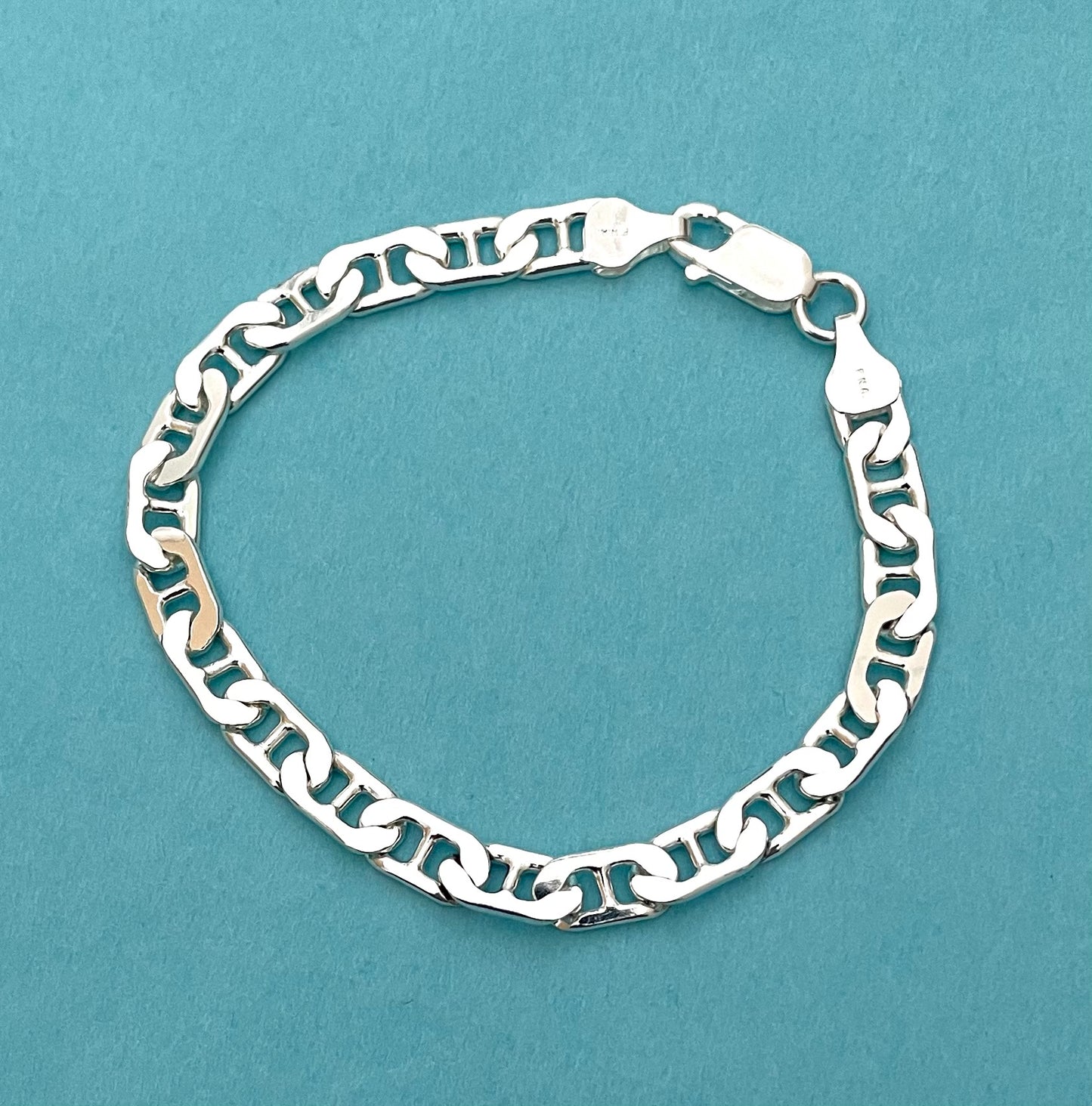 A Holiday Glam Flat Gucc/Marine Bracelet Solid 925 Sterling Silver Italy