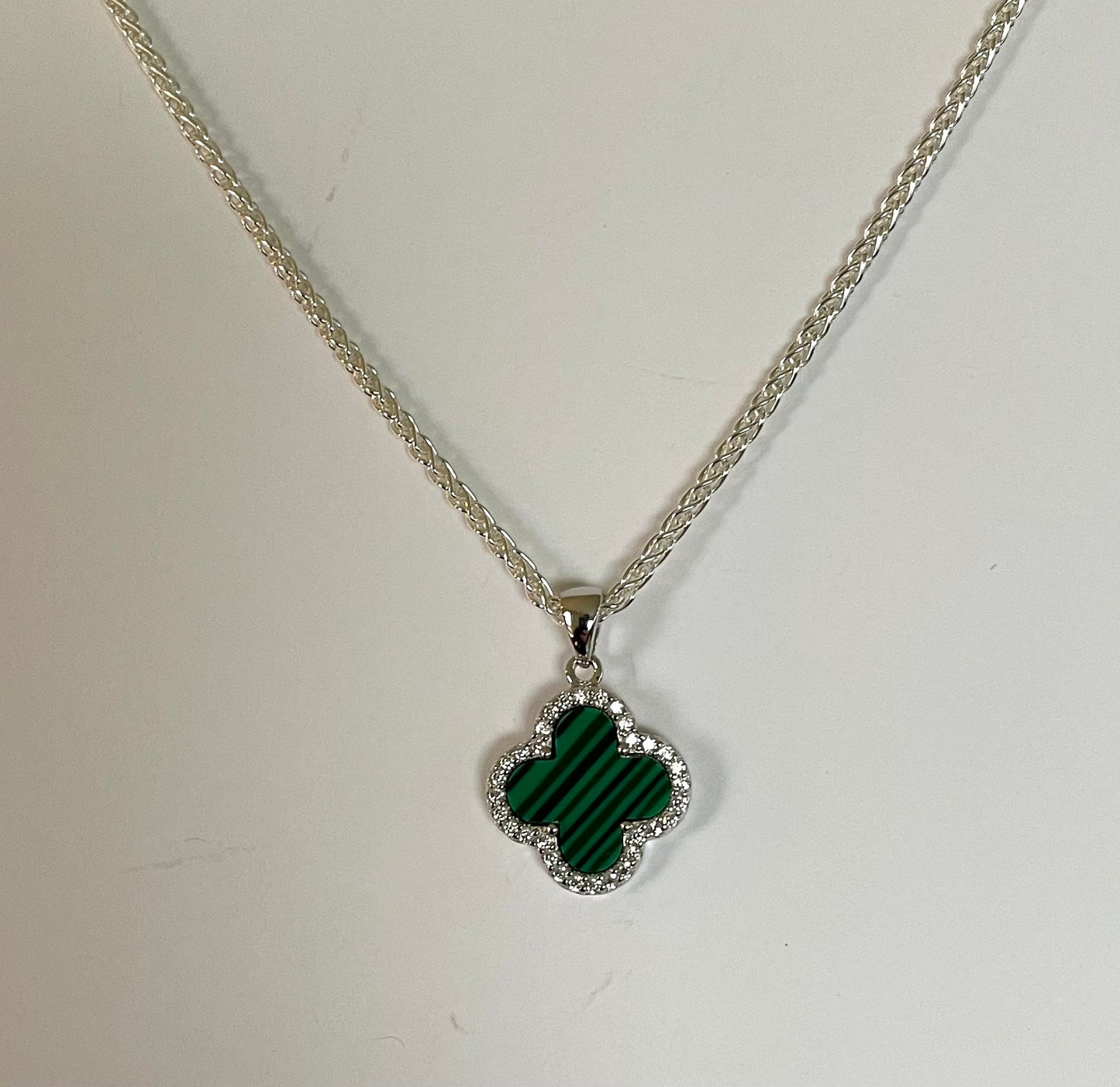 A Holiday Glam Clover Necklace Solid 925 Sterling Silver Italy