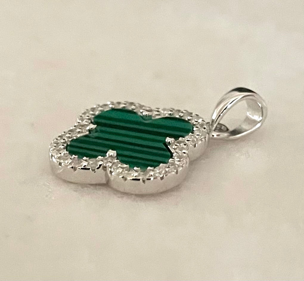 Green Clover Pendant Solid 925 Sterling Silver