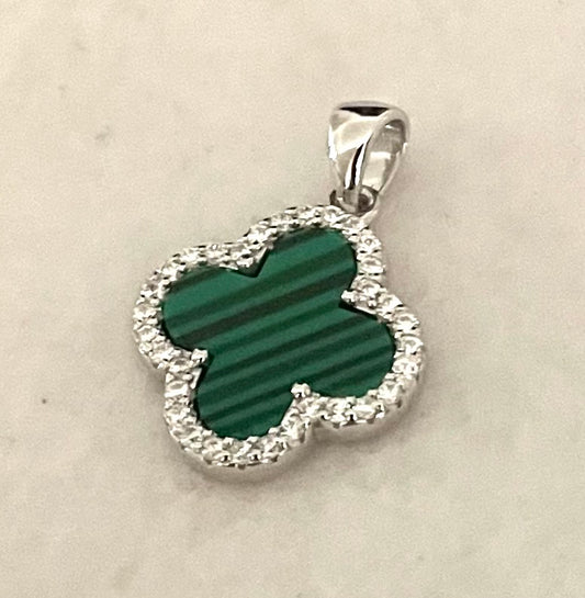 Green Clover Pendant Solid 925 Sterling Silver