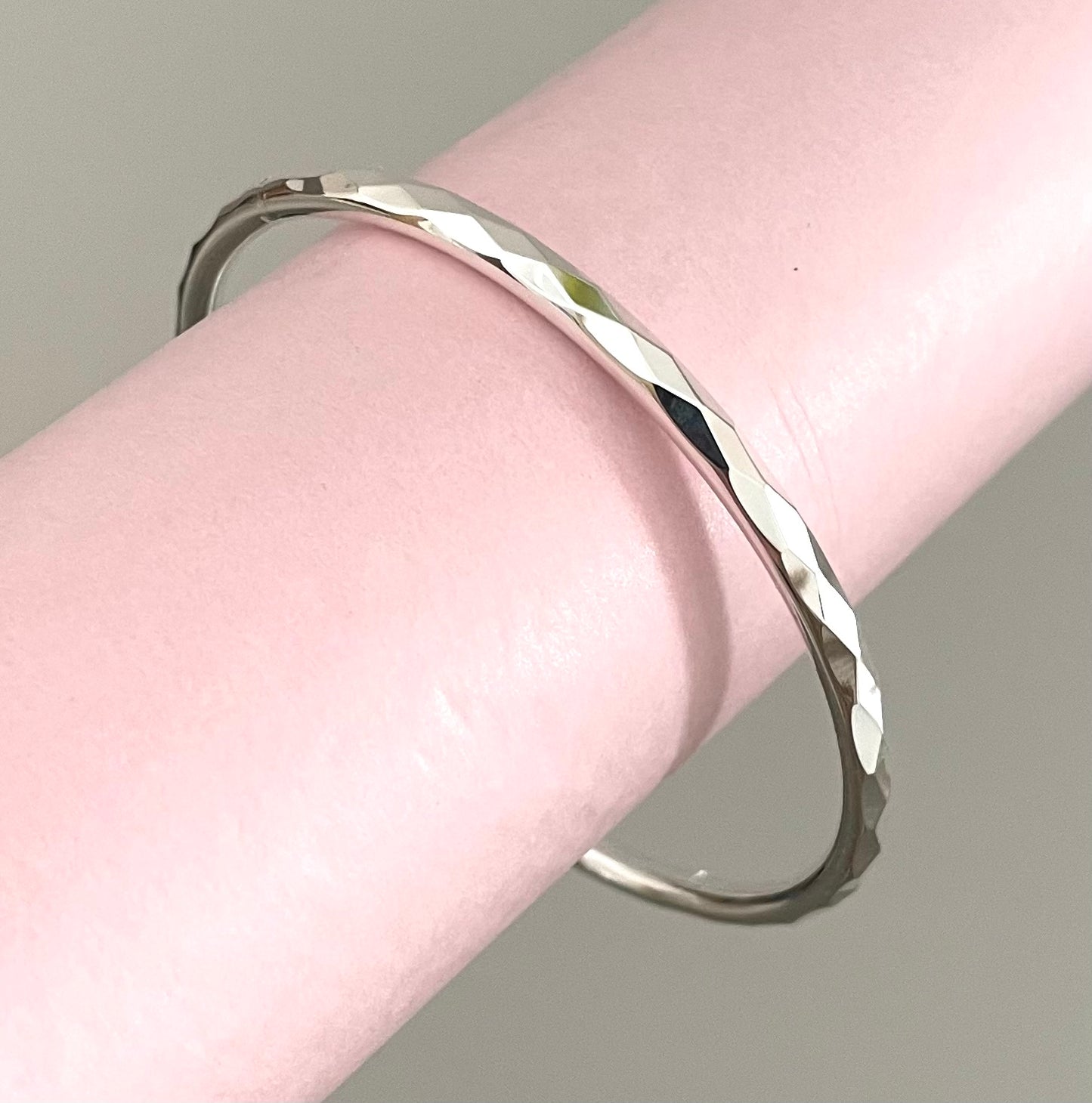 A Valentines Edition Bangle Diamond Cut Solid 925 Sterling Silver