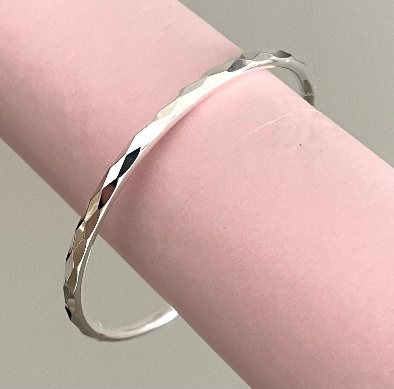 A Valentines Edition Bangle Diamond Cut Solid 925 Sterling Silver