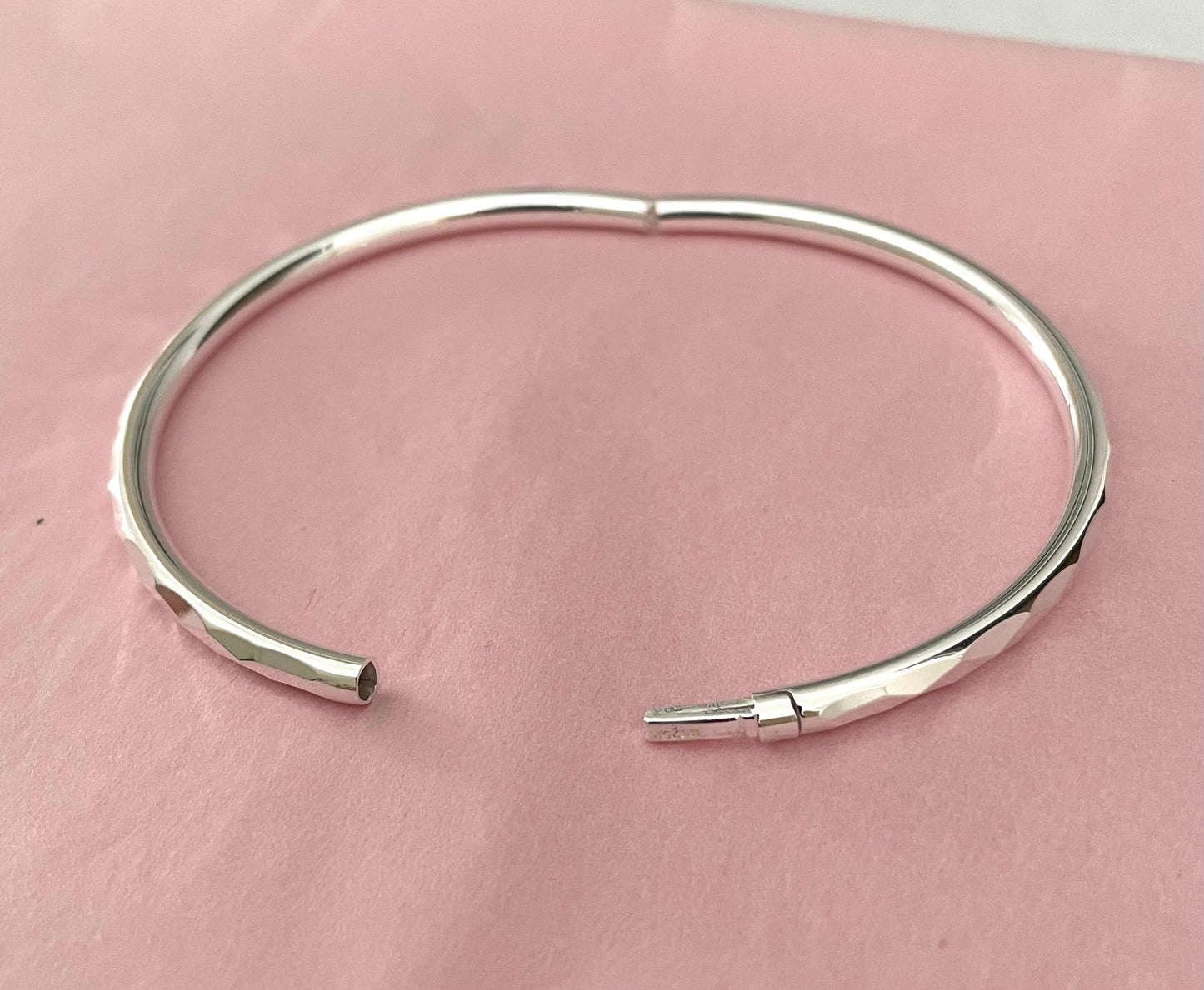 A Valentines Edition Bangle Diamond Cut Solid 925 Sterling Silver
