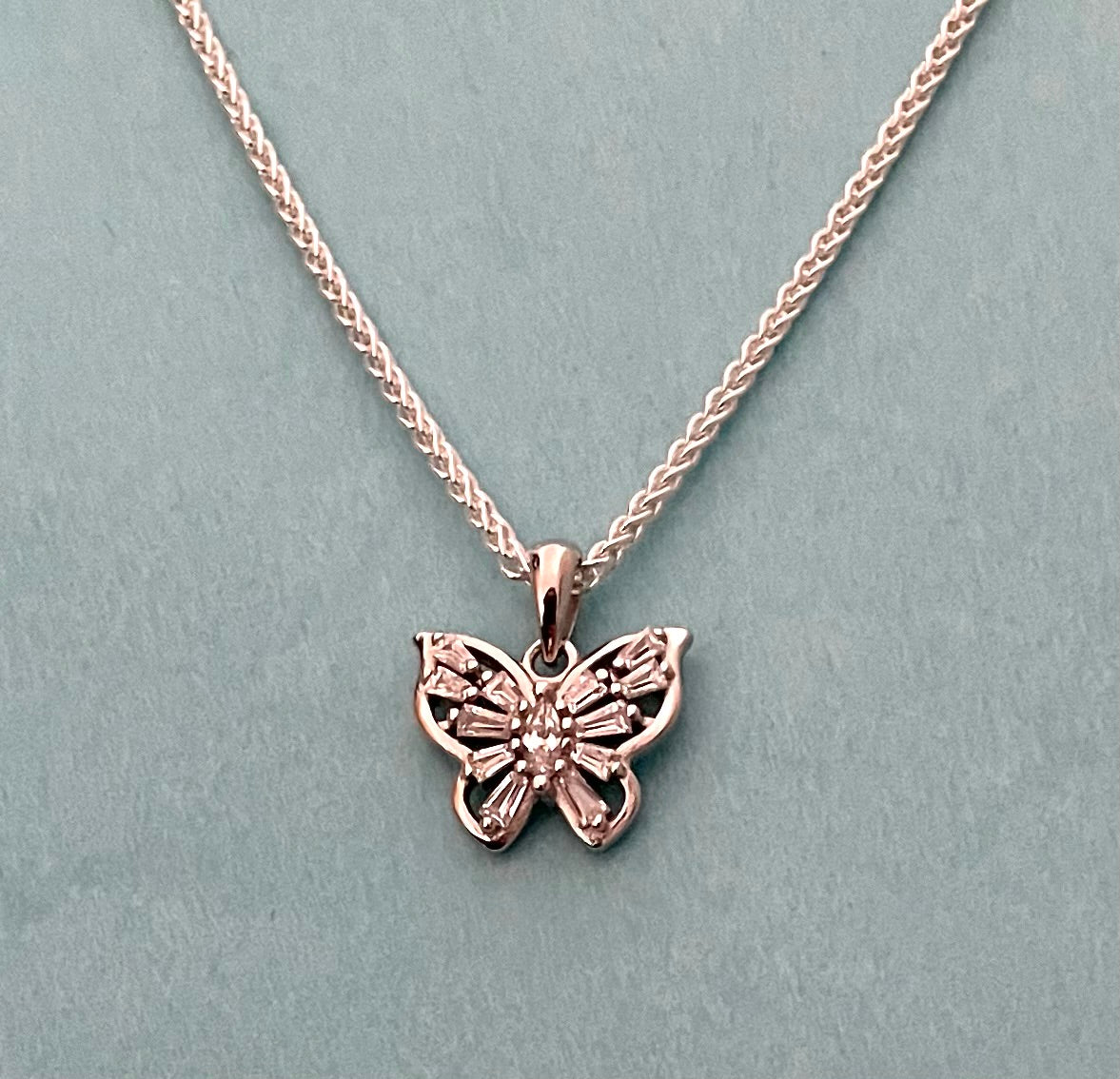 Butterfly Necklace Solid 925 Sterling Silver Italy