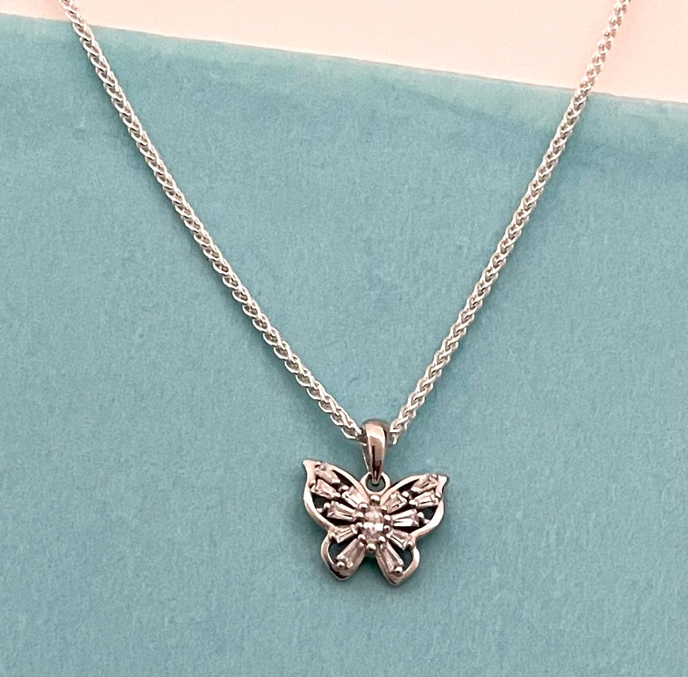 Butterfly Necklace Solid 925 Sterling Silver Italy