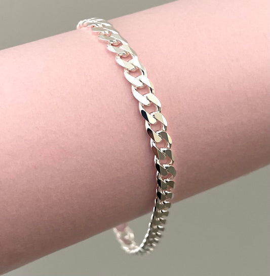 Bracelet Classic Curb Link Solid 925 Sterling Silver Italy