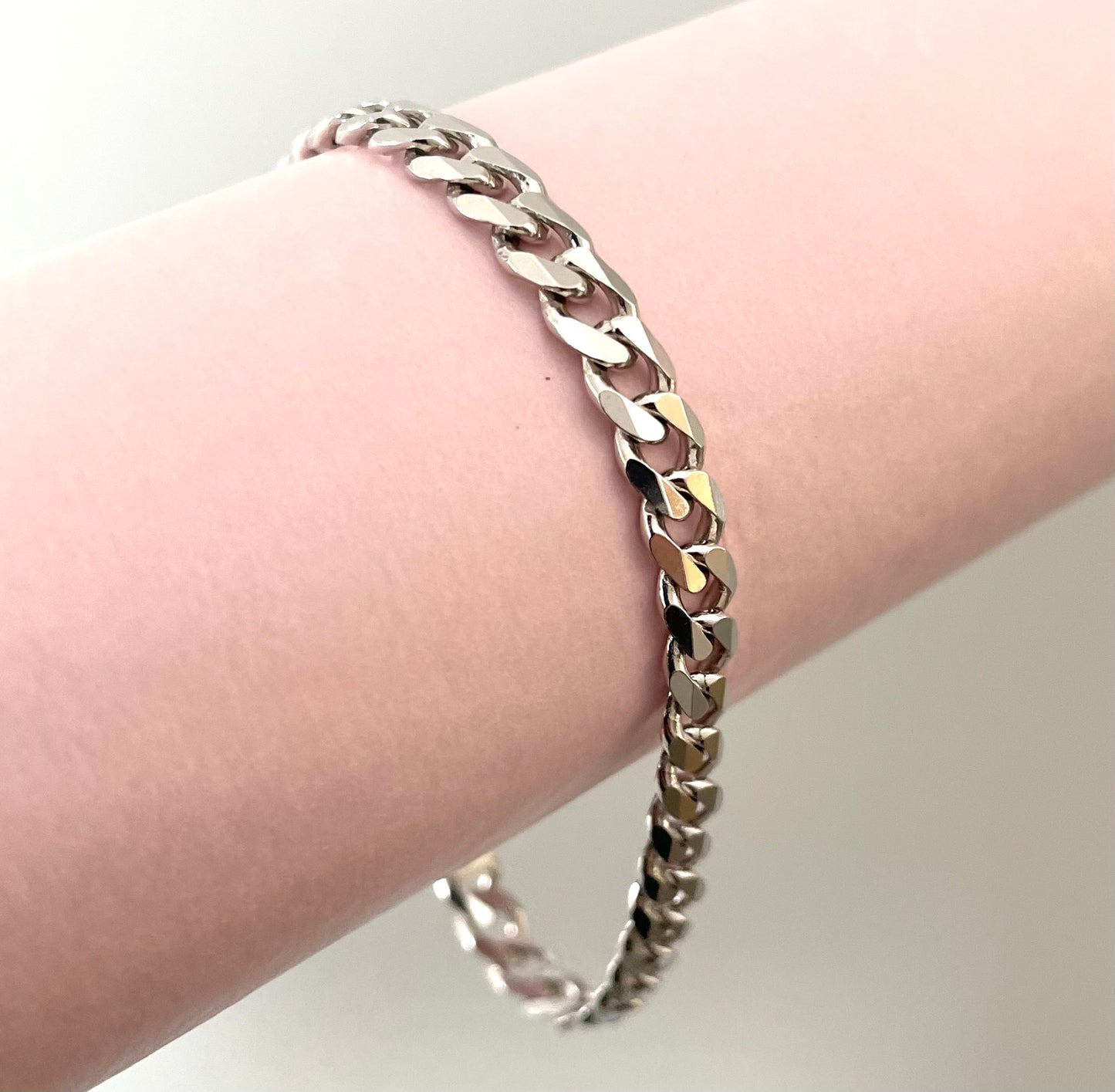 Bold 6.5mm Curb Bracelet Solid 925 Sterling Silver Italy