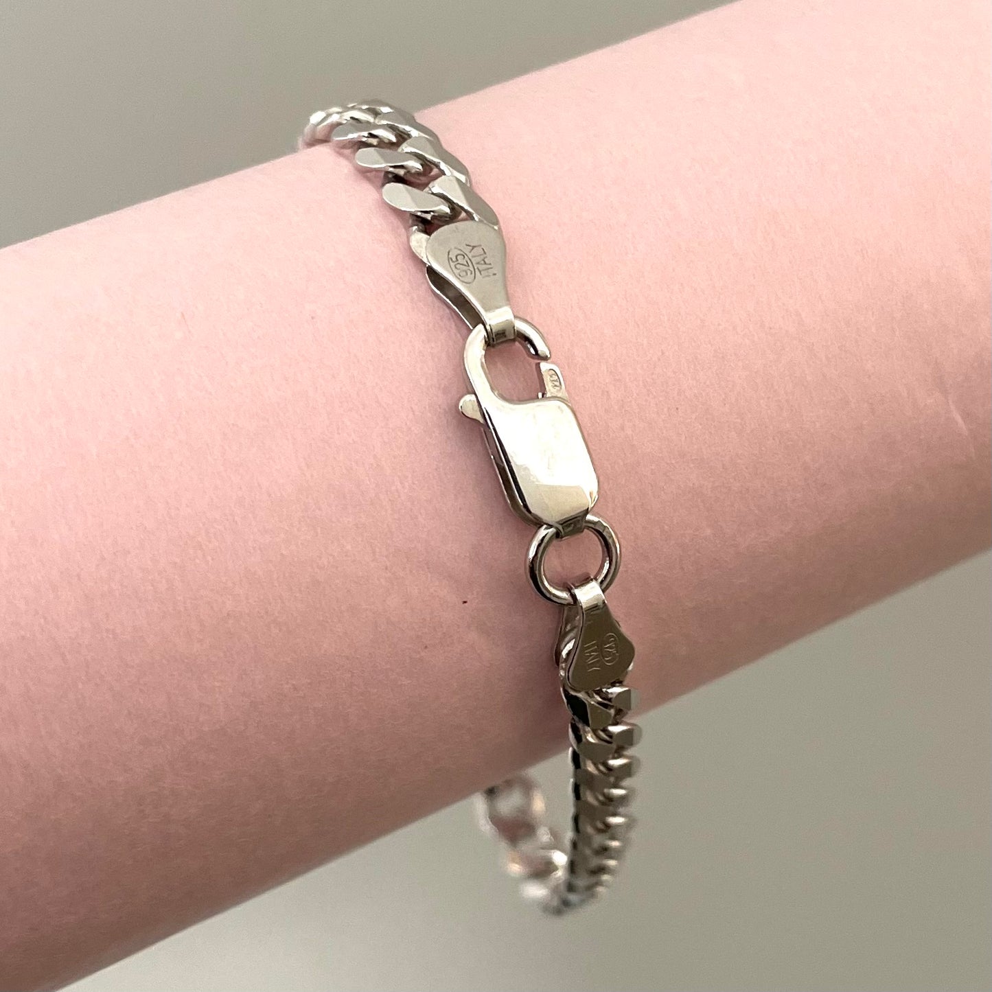 Bold 6.5mm Curb Bracelet Solid 925 Sterling Silver Italy