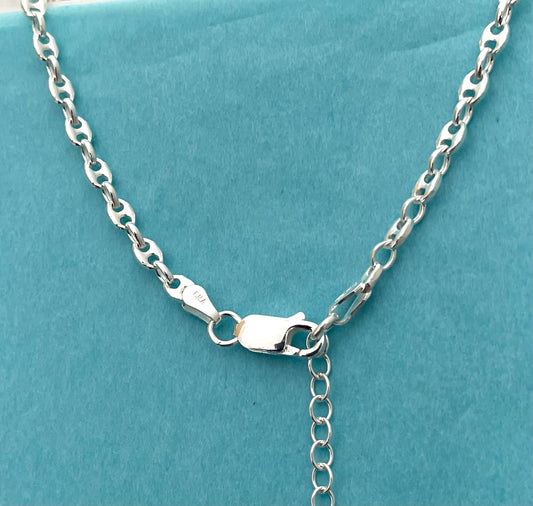 Anklet Solid Puffy Gucc/Marine Solid 925 Sterling Silver Italy