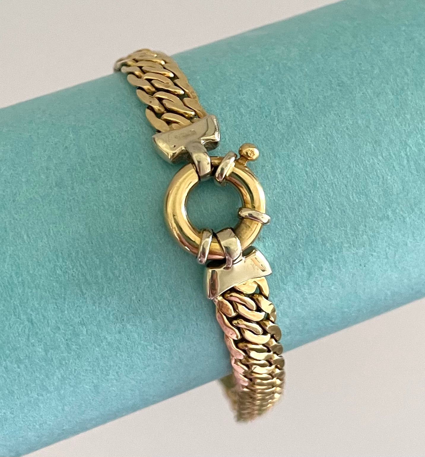 Wonderful Estate Bracelet 18K Gold Wide Euro Link