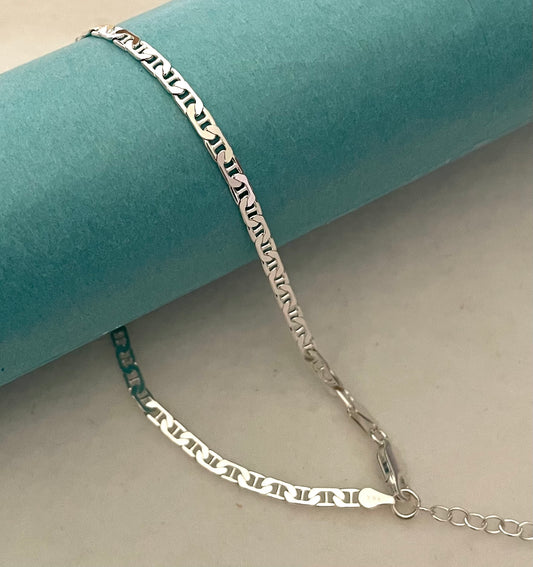 Anklet Gucc/Marine Link Solid 925 Sterling Silver Italy